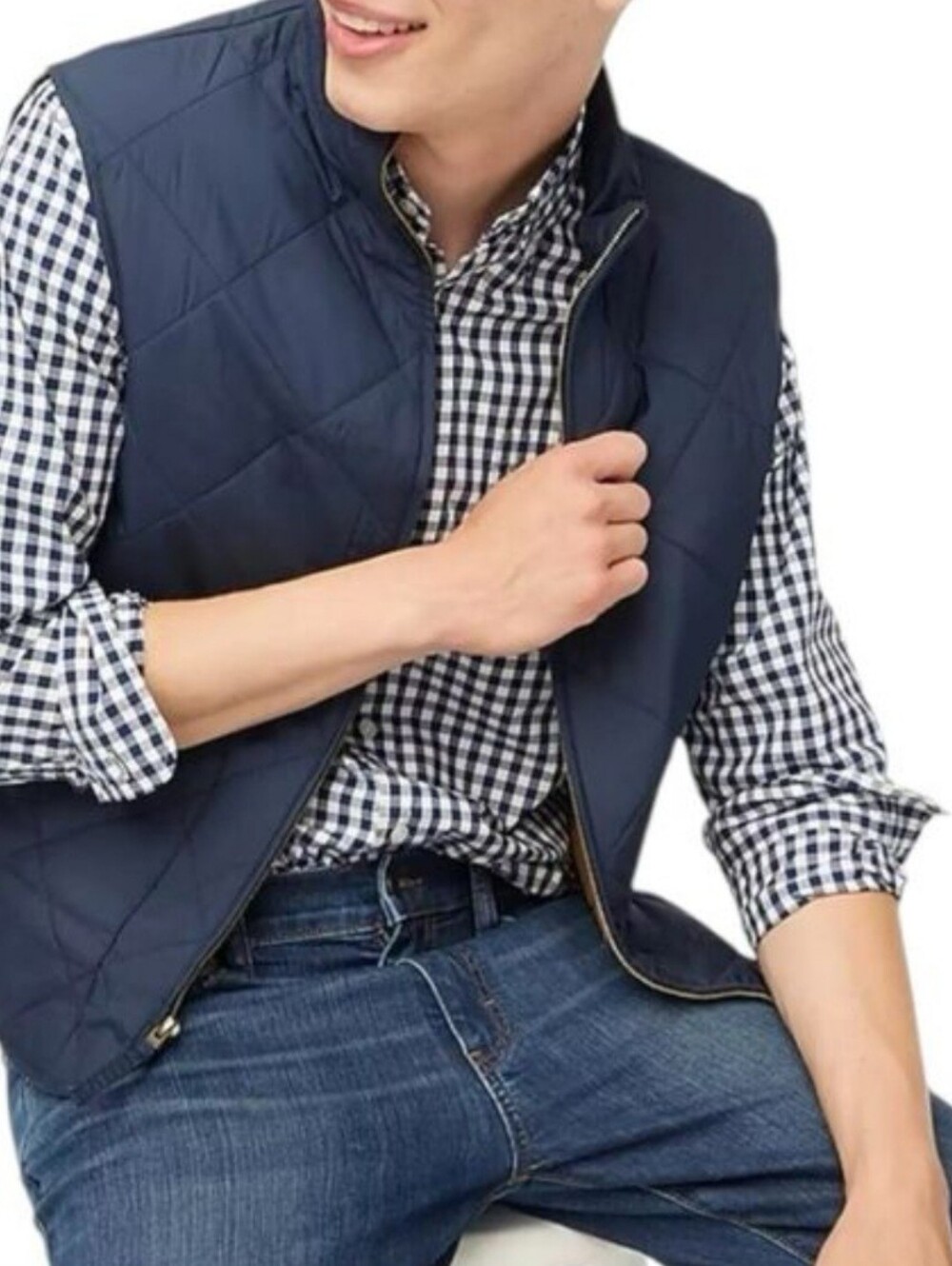 J. Crew Navy Quilted Vest For Men NWT